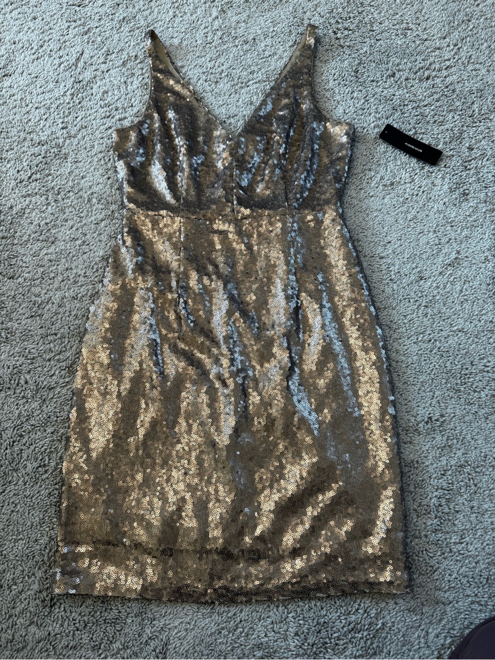 Lulu's Gold Sequin V-Neck Mini Dress